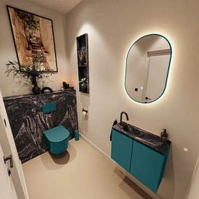 Mondiaz Ture DLux toiletmeubel 60cm smag met wastafel lava links met kraangat