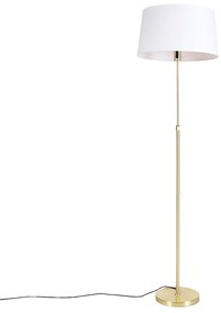 Smart vloerlamp goud met linnen kap wit 45 cm incl. Wifi A60 - Parte