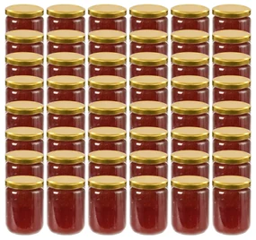 vidaXL Jampotten met goudkleurige deksels 48 st 230 ml glas