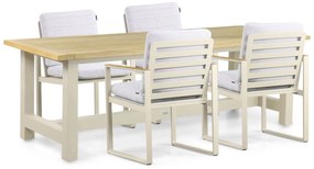 Tuinset 4 personen 200 cm Aluminium/teak Taupe Lifestyle Garden Furniture Faro/San