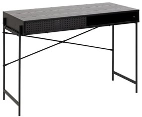 Compact Bureau Zwart Met Opbergruimte - 110 X 50cm.