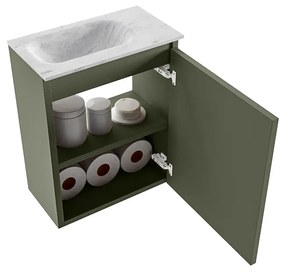 Mondiaz Ture DLux toiletmeubel 40cm army met wastafel opalo links met kraangat