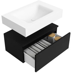 Zaro Alan badmeubel 70cm urban 1 lade met vrijhangende wastafel cloud midden zonder kraangat talc