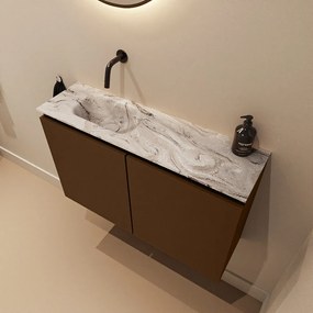 Mondiaz Ture DLux toiletmeubel 80cm rust met wastafel glace links zonder kraangat