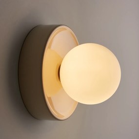 Wand- of plafondlamp, rond, keramiek en opaline glas, diameter 16,8 cm, HOLI