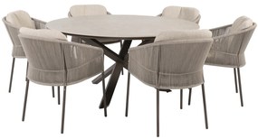 Prado Florence dining tuinset 160xH75 cm rond 7 delig keramiek terre Taste 4SO