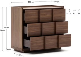 Kave Home Onix Walnoot Ladenkast Japandi - 100x50x78cm.