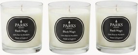 Handgemaakte geurkaarsen Black Magic (limoen, basilicum & mandarijn), 3-delig