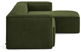Kave Home Blok Moderne Hoekbank 300 Cm Ribstof Groen Chaise Longue Rechts