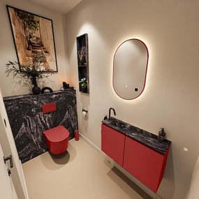 Mondiaz Ture DLux toiletmeubel 80cm fire met wastafel lava links met kraangat