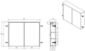 Fontana Basic spiegelkast 80cm met 2 deuren walnoot