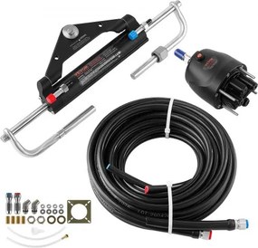 VEVOR stuursysteem, hydraulische stuurkit voor buitenboordmotoren van 150 pk (7,32 m), met stuurpomp van 2,5 MPa, dubbel vergrendelbare hydraulische cilinder en 5/16-inch snelkoppelingen voor boten.