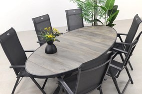 Hartman Milaan/Silva houtlook 240x115 cm. ovale tuinset - 7-delig