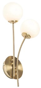 Moderne wandlamp goud met opaal glas 2-lichts - Athens Modern G9 rond Binnenverlichting Lamp