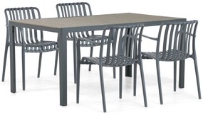 Tuinset 4 personen 160 cm Kunststof Grijs Domani Furniture Vento/Solare