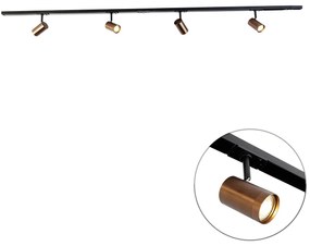 Modern 1-fase railsysteem met 4 Spot / Opbouwspot / Plafondspots donkerbrons - Jeana Modern GU10 Binnenverlichting Lamp