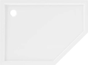 Mexen Flow pentagonale douchebak slim links 100 x 80 cm, wit glans - 46P108010L