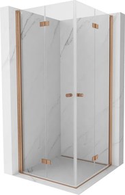 Mexen Mist-F Duo vouwdeur douchecabine 80 x 80 cm, transparant, geborsteld koper - 8A6-080L-080P-65-00