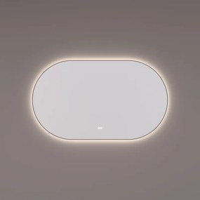 Hipp Design 13700 ovale spiegel mat zwart 140x70cm met LED en spiegelverwarming
