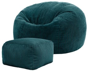 Cloudy Zitzak Corduroy + Poef - Groen