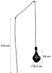 Eettafel / Eetkamer Hanglamp zwart met stekker incl. PS160 goud dimbaar- Cavalux Design, Modern Minimalistisch Binnenverlichting Lamp