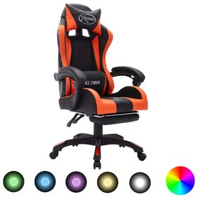 vidaXL Racestoel met RGB LED-verlichting kunstleer oranje en zwart