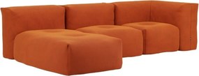 Soft Zitzak Indoor 3 Seater + Lounger - Orange Jaquard