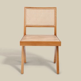 Houten Stoel Met Rotan Webbing Naturel