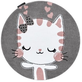Tapijt PETIT KITTY kat poes poesje ROND grijskleuring