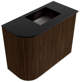 Mondiaz Joya 50cm toiletmeubel ronding links walnut met wastafel faye rechts 1 kraangat urban