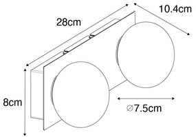 Badkamer Wandlamp staal 28 cm IP44 2-lichts met schakelaar - Cederic Modern G9 IP44 Lamp