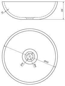 Sapho Priori keramische ronde waskom 41cm grijs