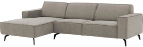Goossens Hoekbank Hercules grijs, microvezel, 3-zits, modern design met chaise longue links