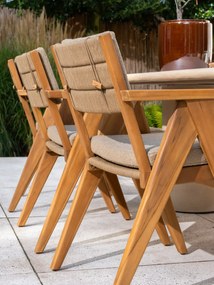 4 Seasons Outdoor Mats tuinset teak met Hampton tuintafel 240  cm Tuinset   beige weerbestendig