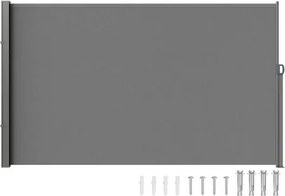 VEVOR Zijluifel 160 x 300 cm Zijwandluifel Gemaakt van 180 g/m² polyesterweefsel met PU-coating Luifel Uitschuifbare handgreep met veermechanisme Privacyscherm voor balkons Binnenplaatsen Grijs