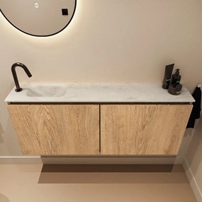 Mondiaz Ture DLux toiletmeubel 120cm washed oak met wastafel opalo links met kraangat