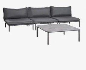 Tuinset Met 3-delige Modulaire Bank En Salontafel Van Roubly-staal Grijs – Grafiet - Sklum