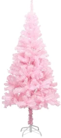 vidaXL Kunstkerstboom met LED's en kerstballen 180 cm PVC roze