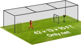 VEVOR Honkbal Slagkooi 1270x390x308 cm, Vrijstaande Draagbare Slagkooi met 30-laags &amp; Geknoopt HDPE &amp; Karabijnhaken, Oefennet voor Buiten, Binnen en Tuin (ALLEEN NET)