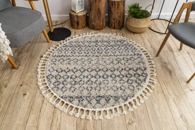 Tapijt BERBER AGADIR G0522 ROND crème / grijskleuringrand ,  Barber , marokkaanse shaggy