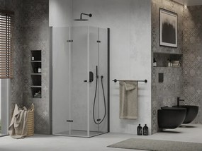 Mexen Lima Duo opvouwbare douchecabine 80 x 80 cm, transparant, zwart - 856-080-080-70-00-02