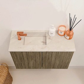 Mondiaz Joya DLux 60cm toiletmeubel dusk met wastafel faye links 1 kraangat frappe