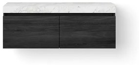 Looox Dekton Wastafelonderkast - vlak front - 2 lades - afvoer links - 120x45x46 cm - zwart DWDB1200BL-2BB