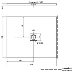 Polysan Flexia composiet douchebak 110x90cm wit snijdbaar