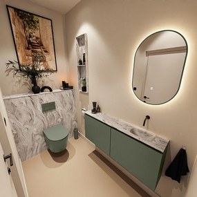 Mondiaz Ture DLux toiletmeubel 120cm army met wastafel glace rechts zonder kraangat