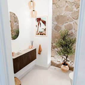 Mondiaz Joya DLux 100cm toiletmeubel walnut met wastafel faye links 1 kraangat frappe