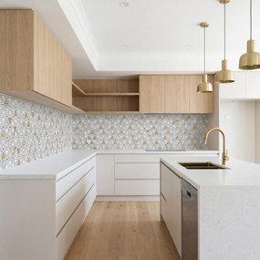 Zelfklevende Mozaïektegels Metaal | Driehoek Goud | 28,7×33,1 cm | Keuken, Bad &amp; WC