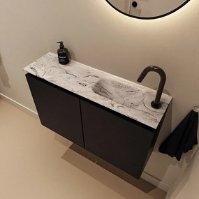 Mondiaz Ture DLux toiletmeubel 80cm urban met wastafel glace rechts met kraangat