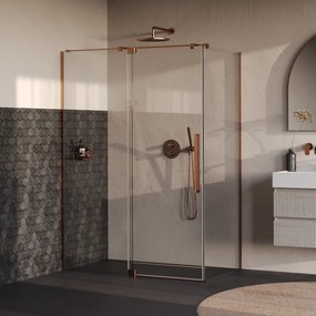 Brauer Stellar douchecabine met draaideur 140x80cm koper geborsteld PVD