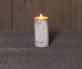 Anna's Collection - Ledkaars wit berkenhout - H15 cm - met afstandsbediening
